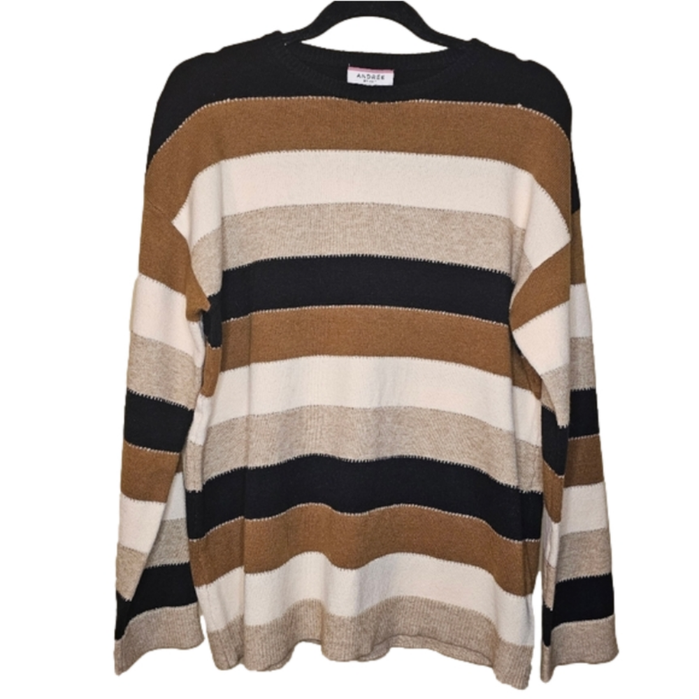 Andree by Unit Classic striped long sleeve sweater top Size 1X NWT